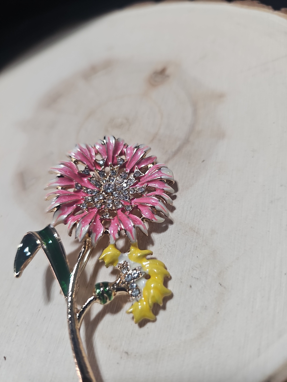 Pink and Yellow Flower Brooch Pin - Women's Jewelry